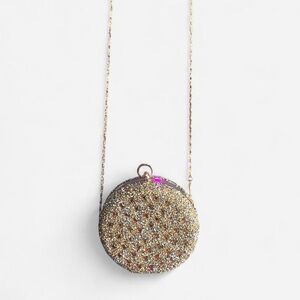 Gold Glitter Round Clutch Purse